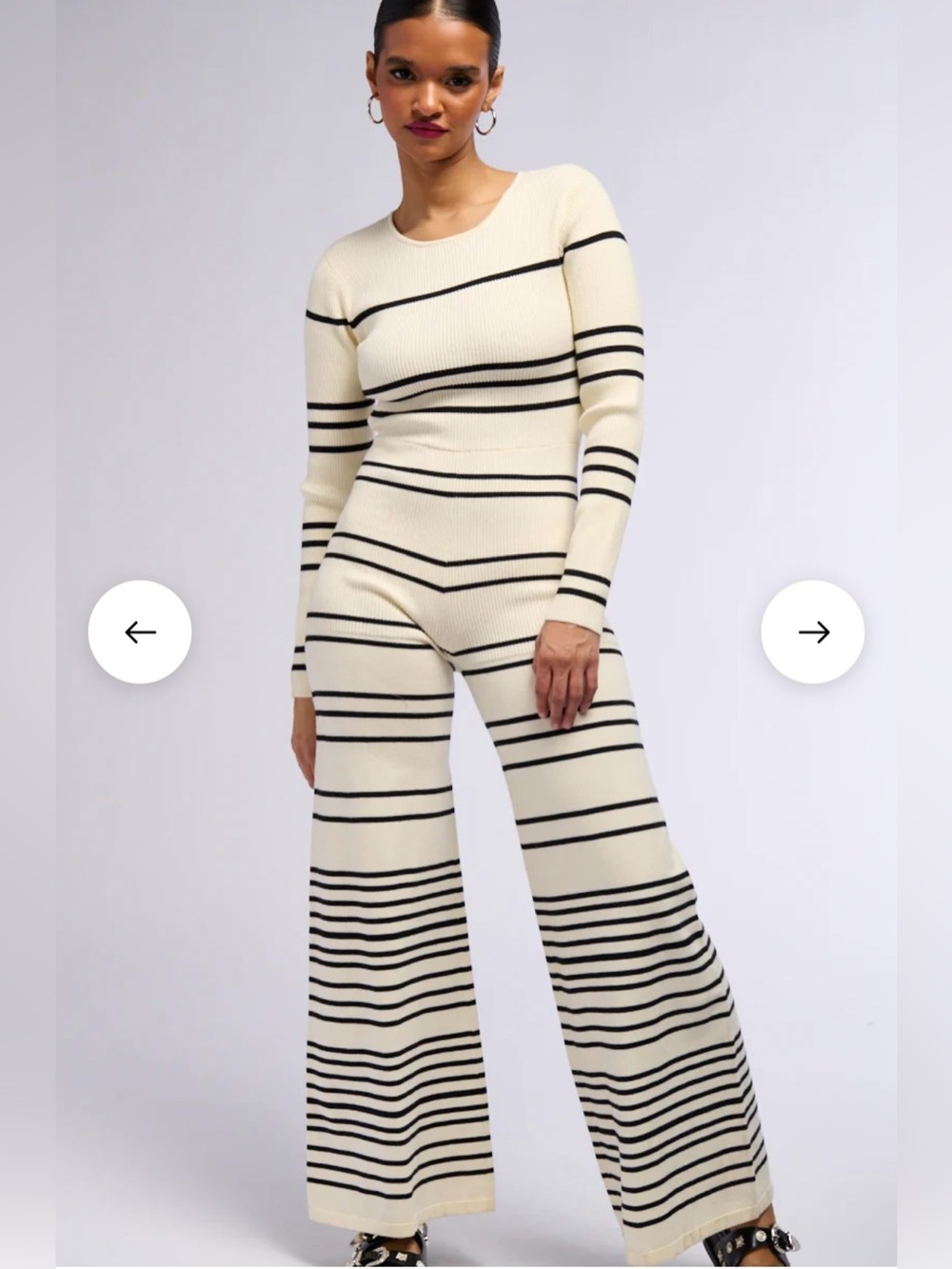 Donna Striped Knit Jumpsuit Akira Size Small